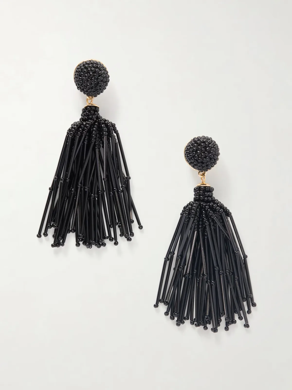 - Tasseled Beaded Gold-tone Earrings -