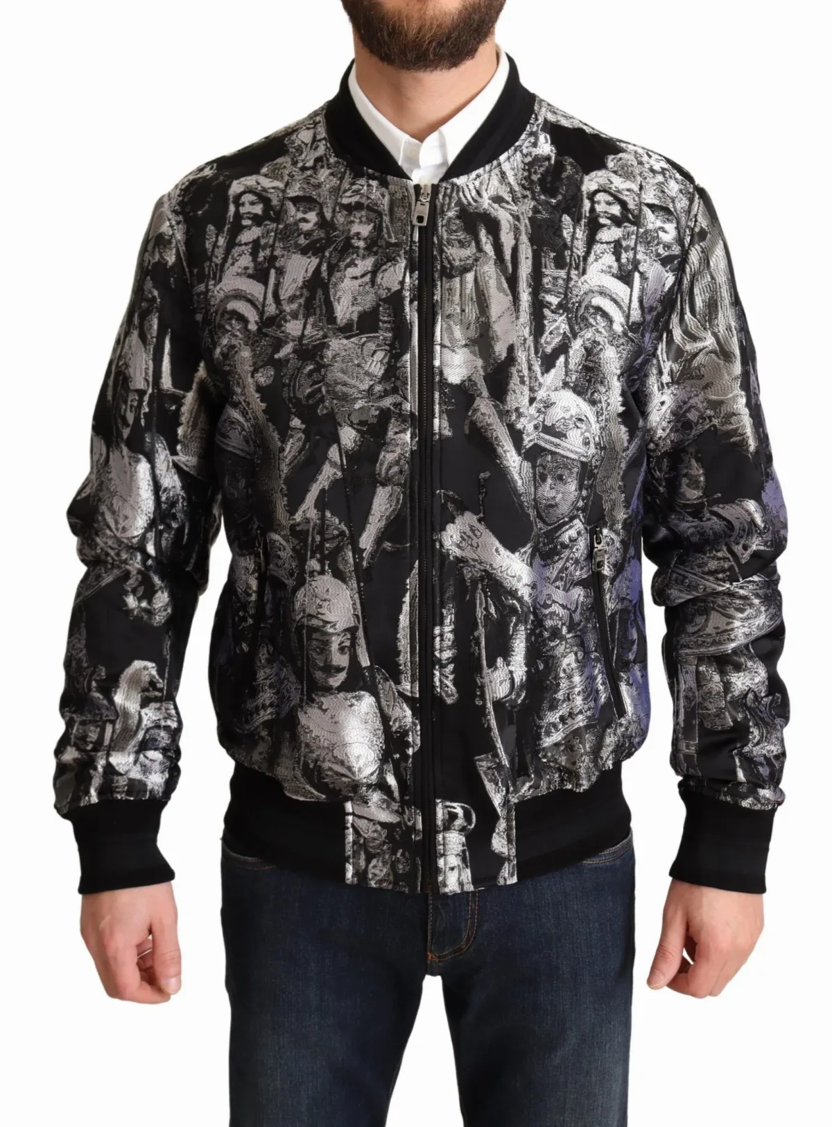 Engraved Portrait Print Bomber Jacket