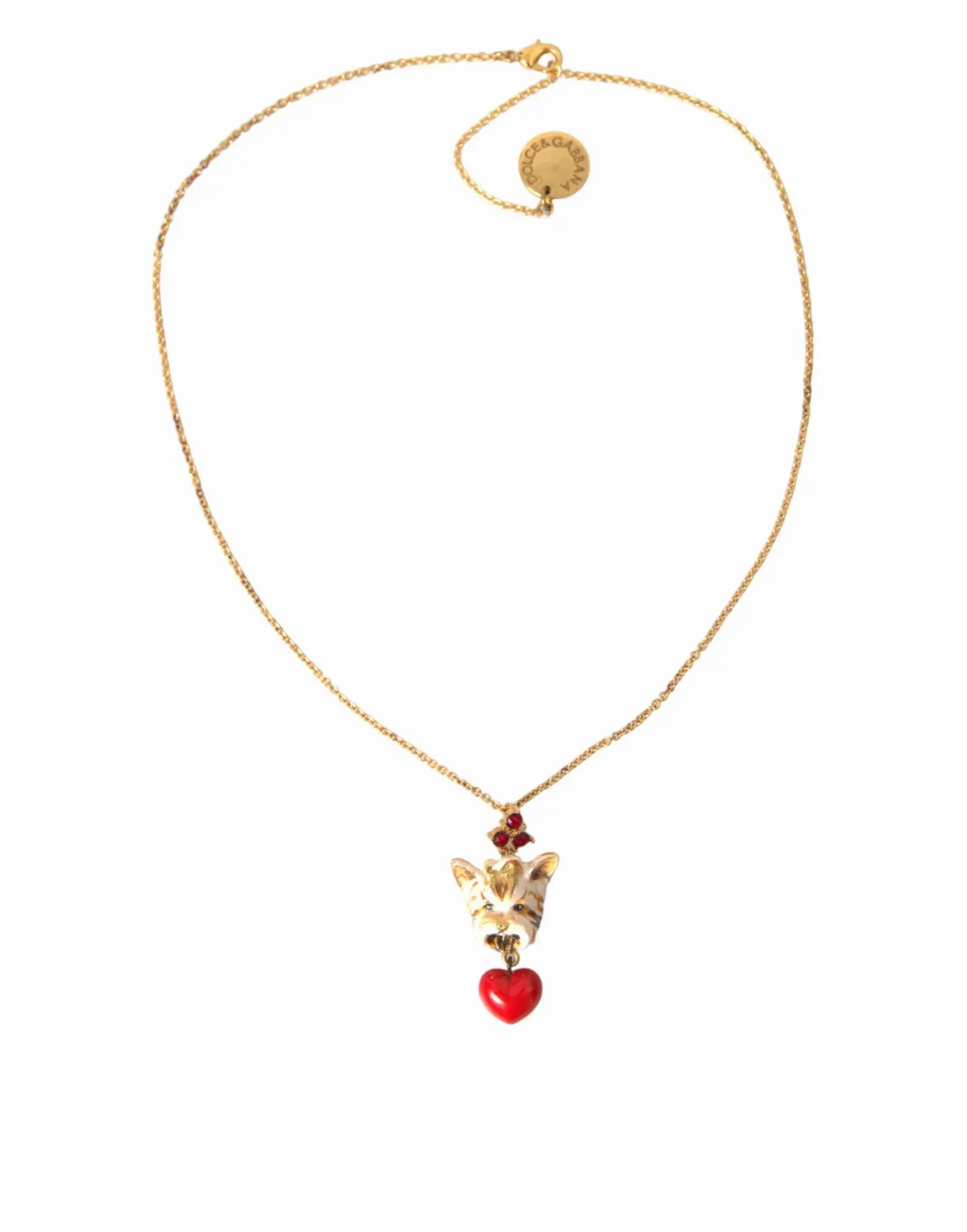 Dog and Heart Charm Pendant Necklace by Dolce & Gabbana