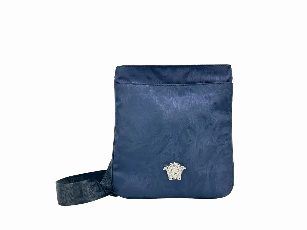Canvas with Medusa Emblem Crossbody Bag