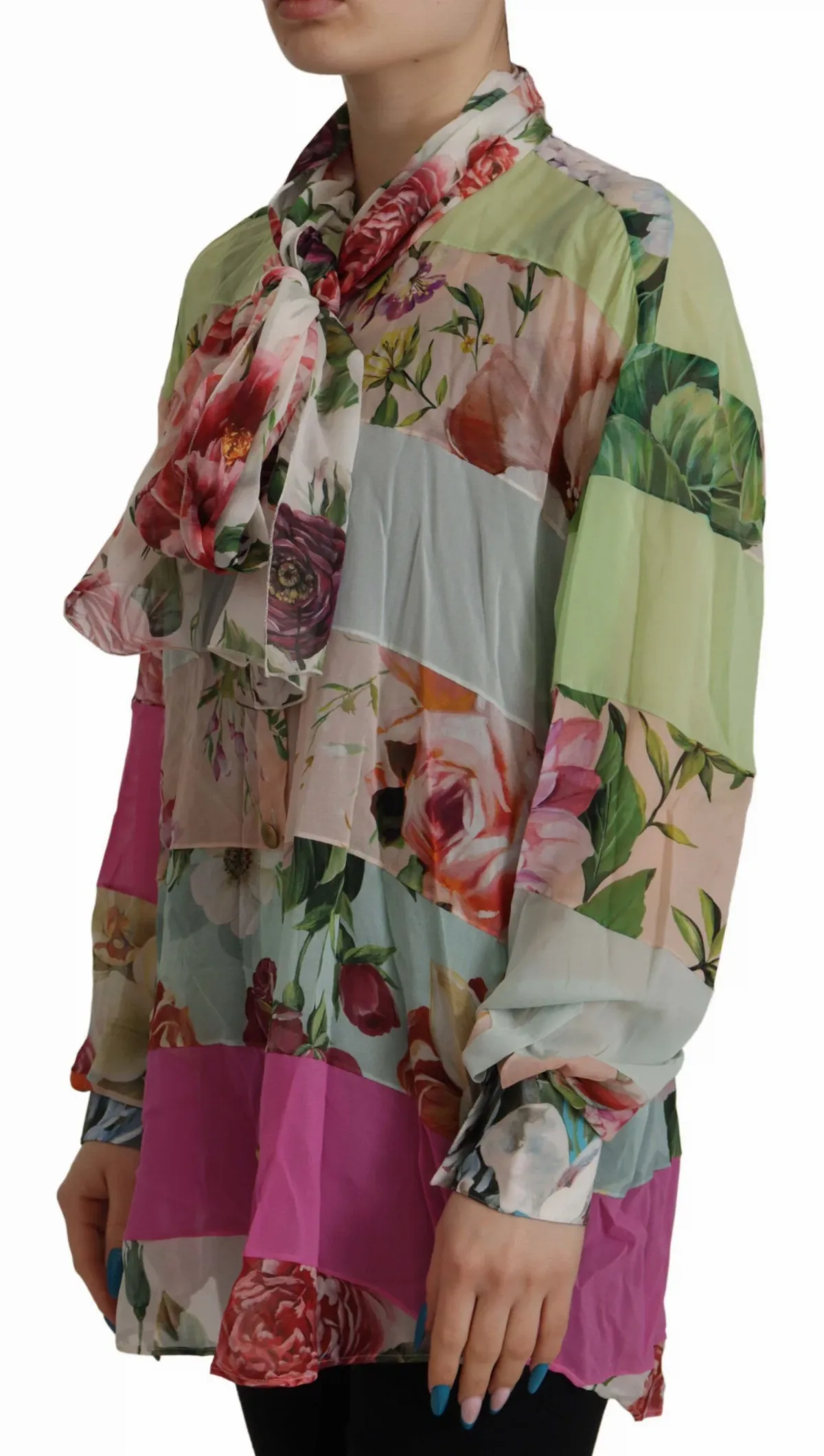 Floral Patchwork Silk Blouse