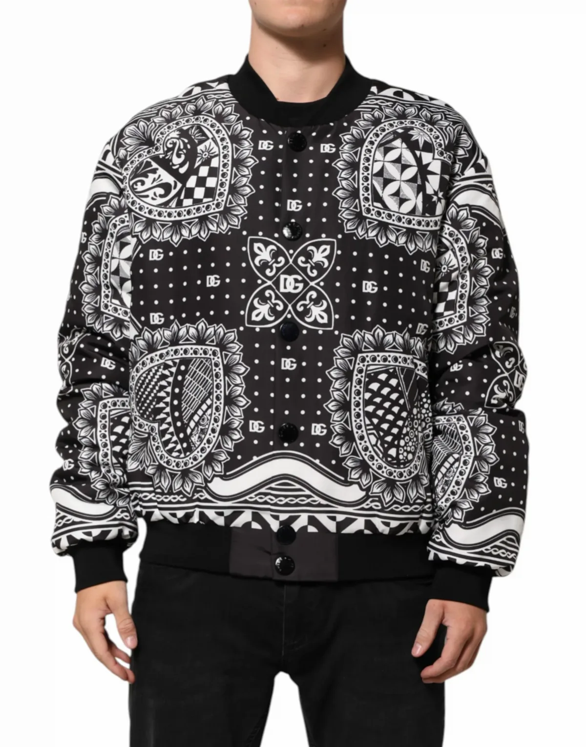 Bandana-Print Polyester Bomber Jacket