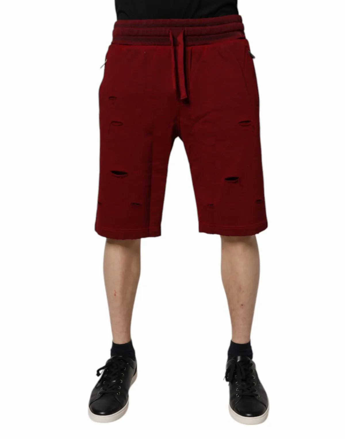 Distressed Cotton Bermuda Shorts