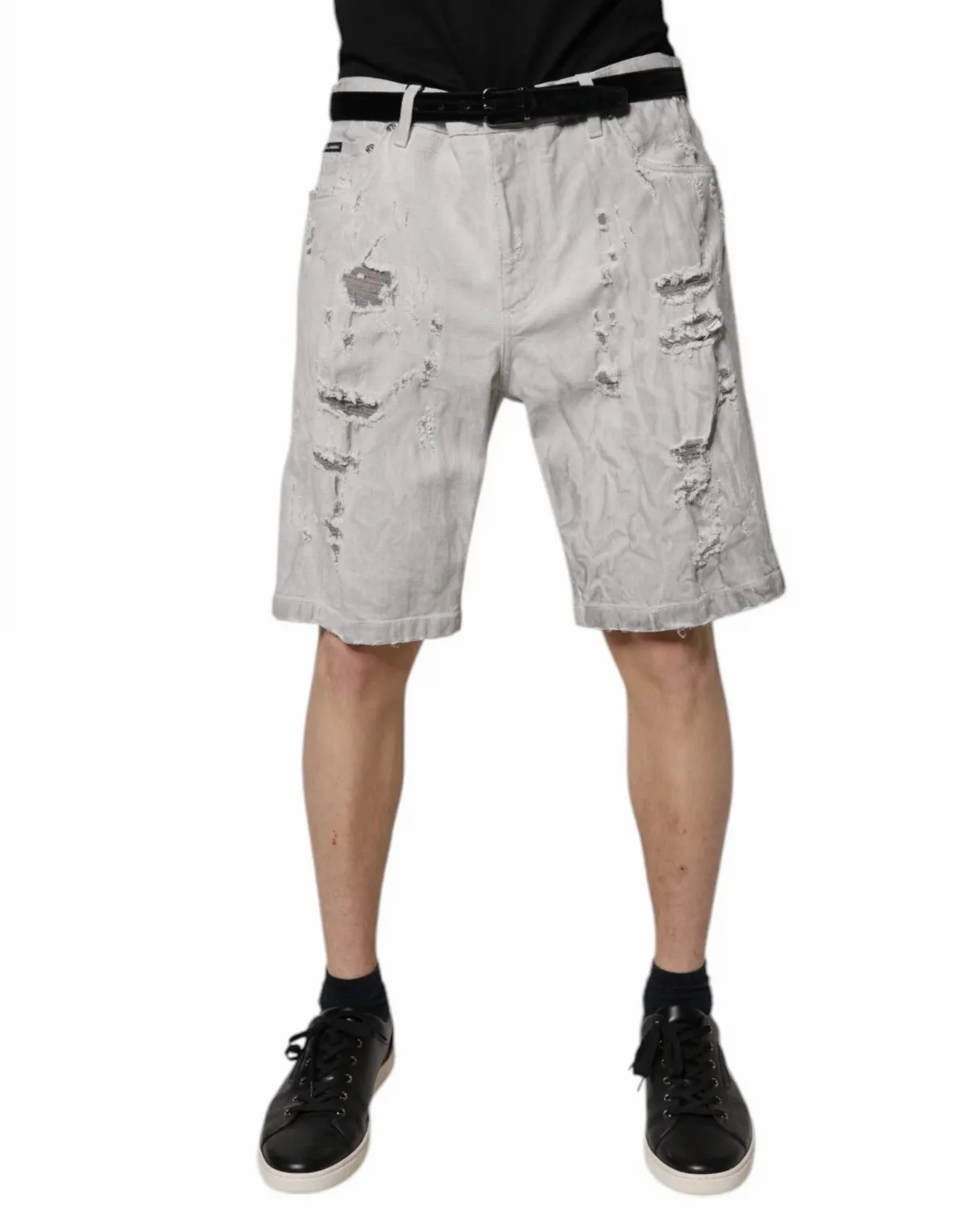 Distressed Denim Bermuda Shorts