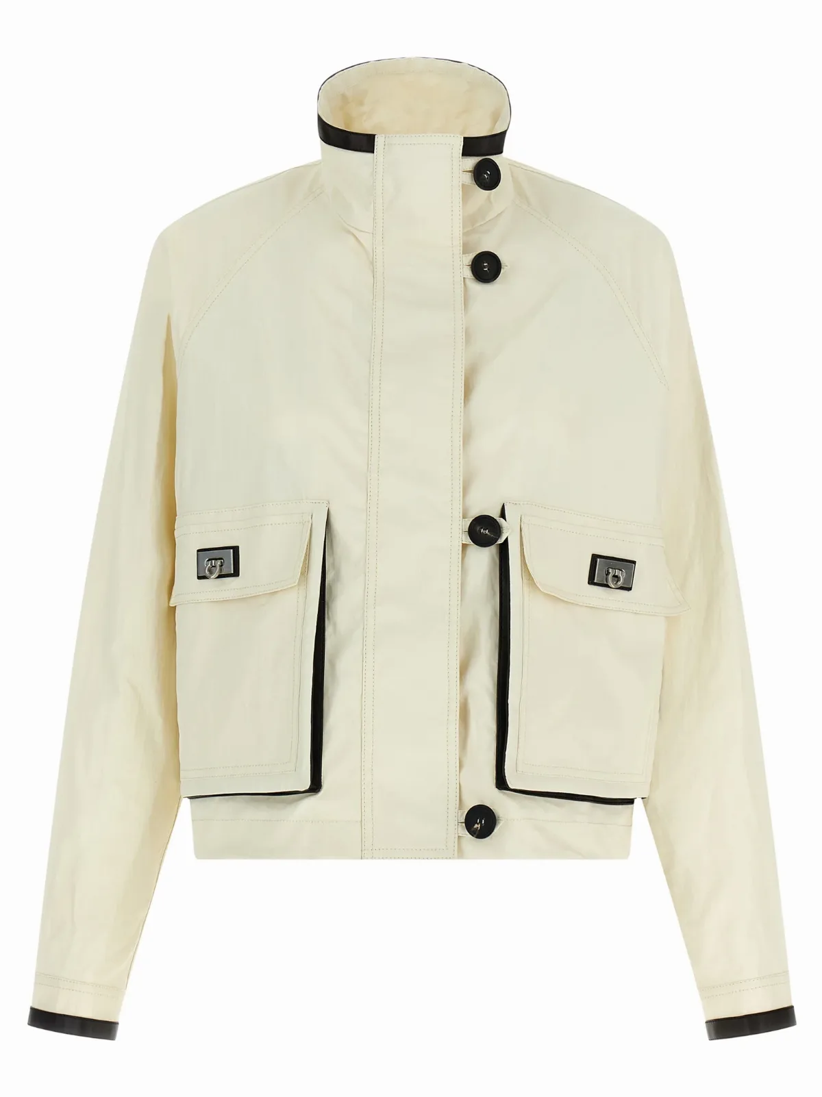 Linen with Leather Trim Jacket
