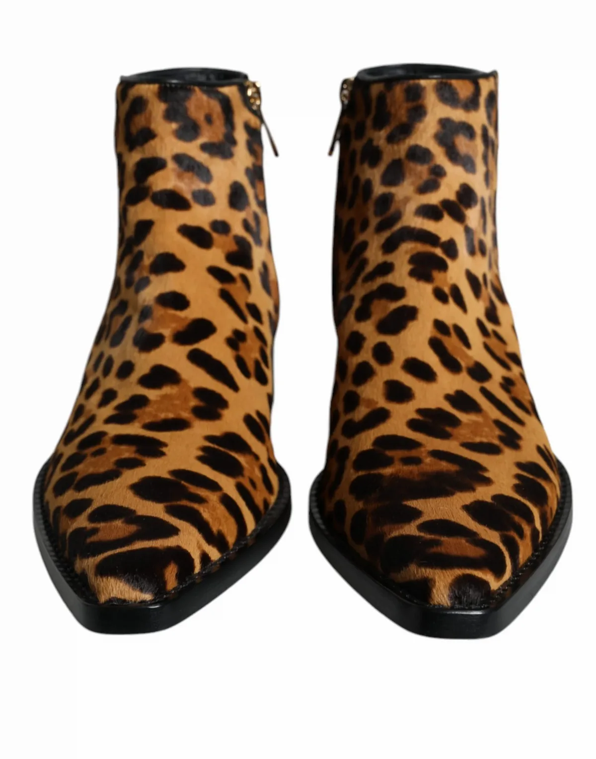 Leopard-Print Calf Fur Ankle Boot