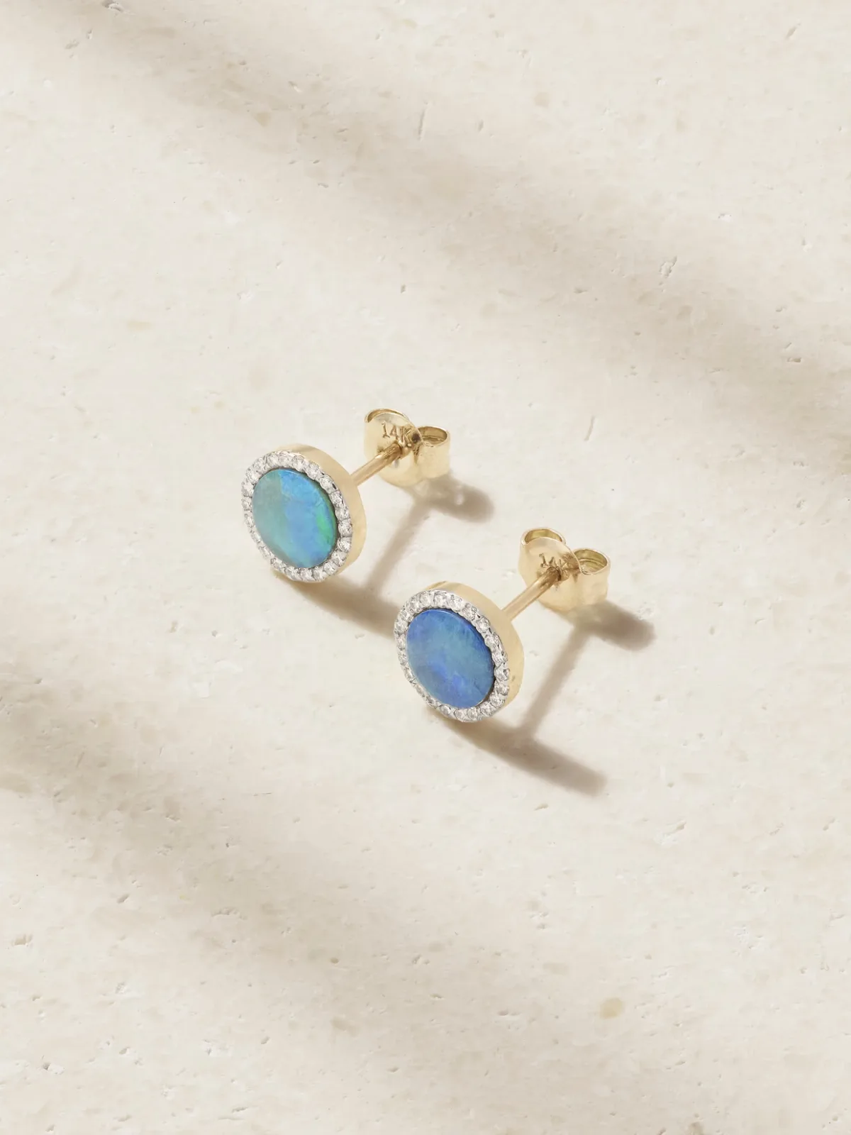 - 14-karat Gold, Opal And Diamond Earrings -