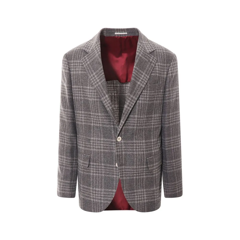 Wool-Blend Check Blazer
