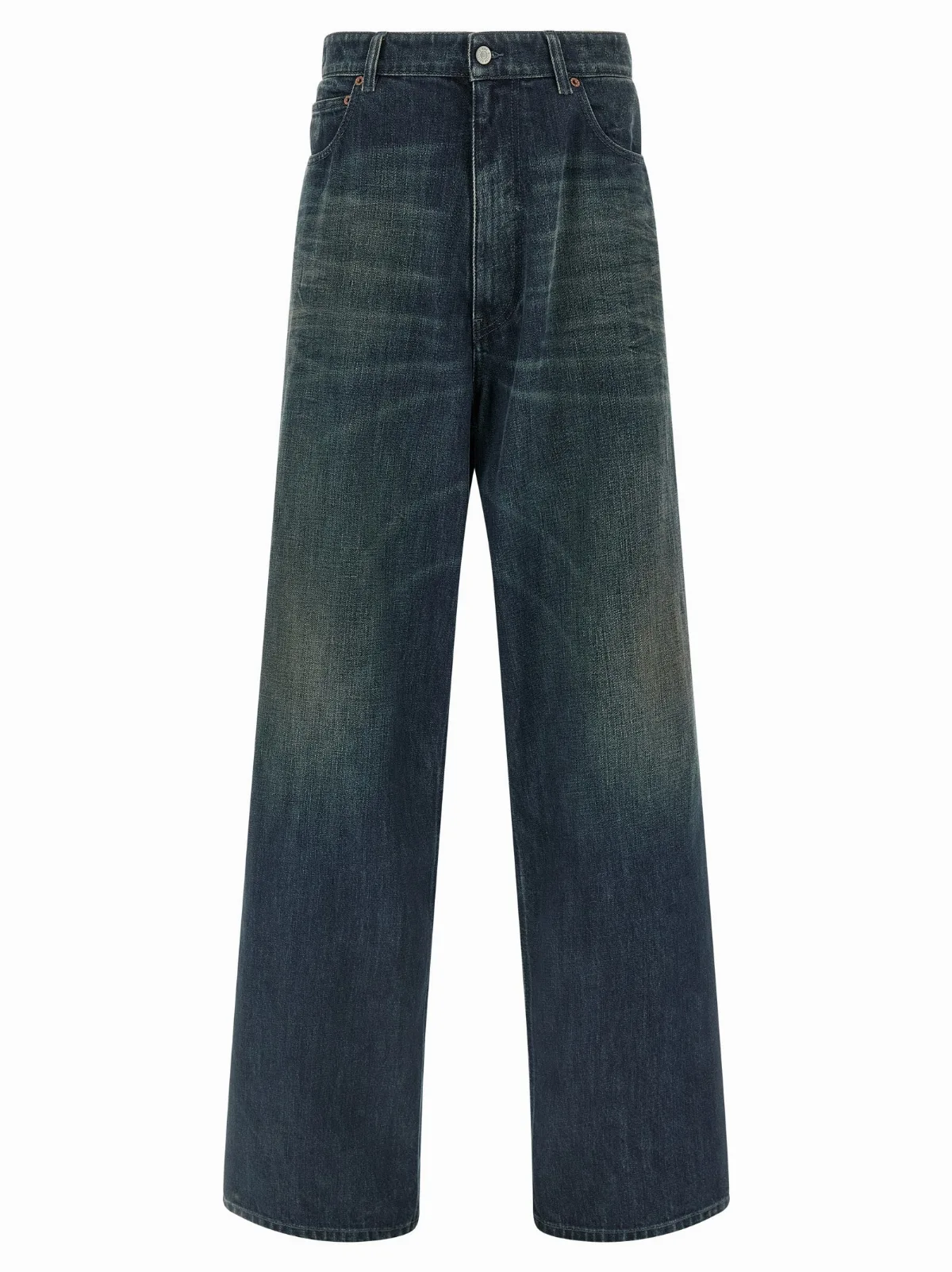 Stone-Washed Cotton Jeans