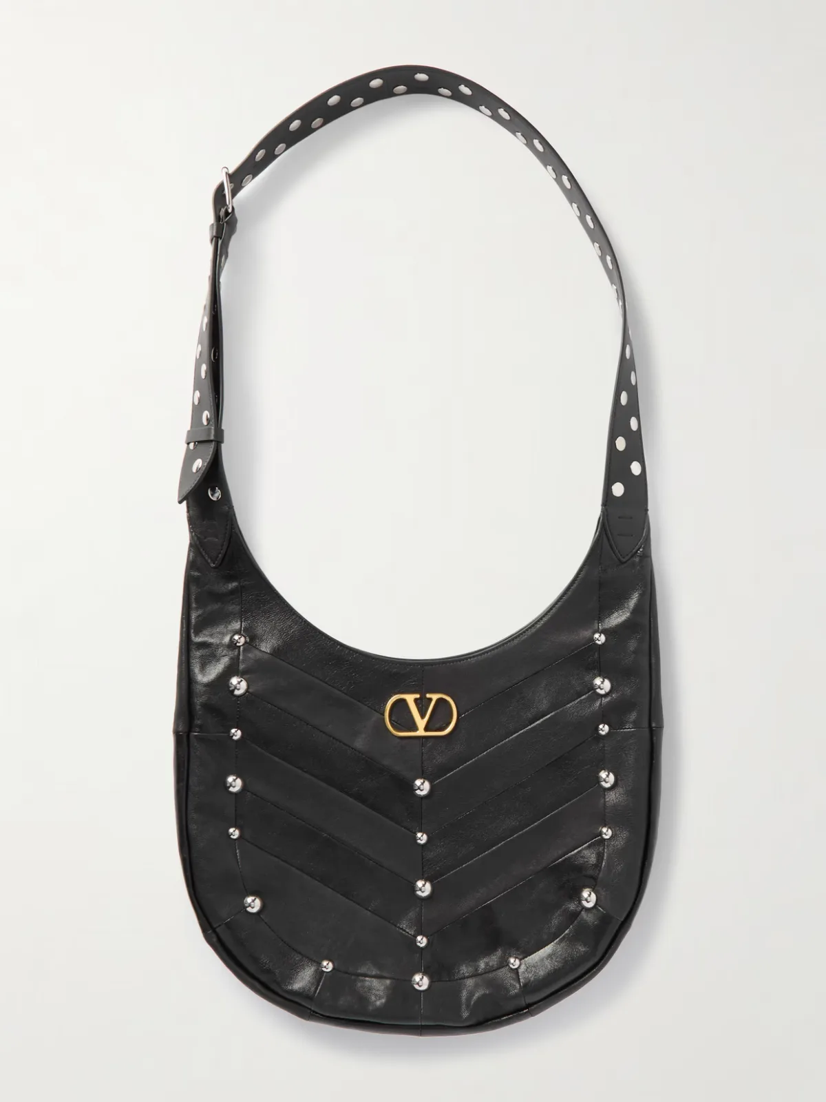 - Embellished Leather Shoulder Bag -