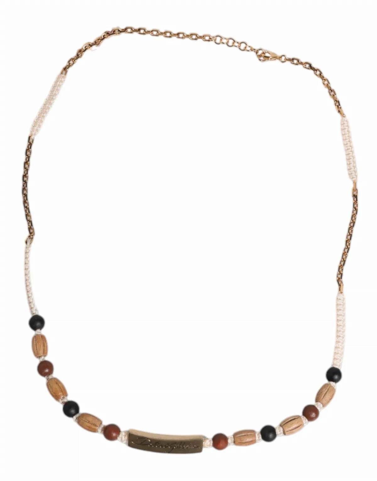 Wooden Beaded Logo Beaded Necklace by Dolce & Gabbana