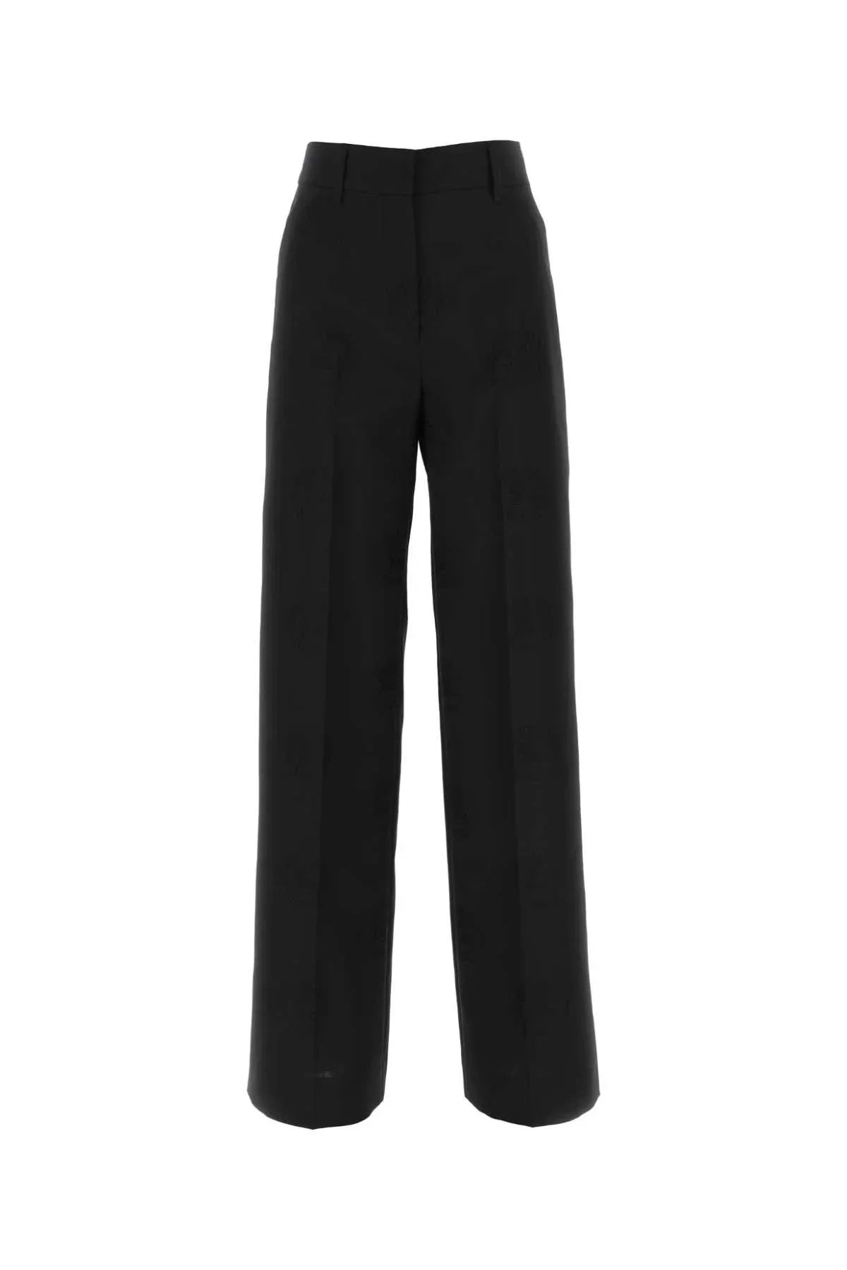 Wide-Leg Wool Blend Trousers