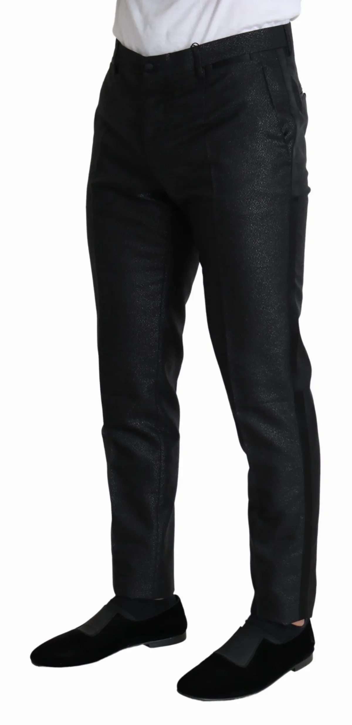 Metallic Wool-Blend Trousers