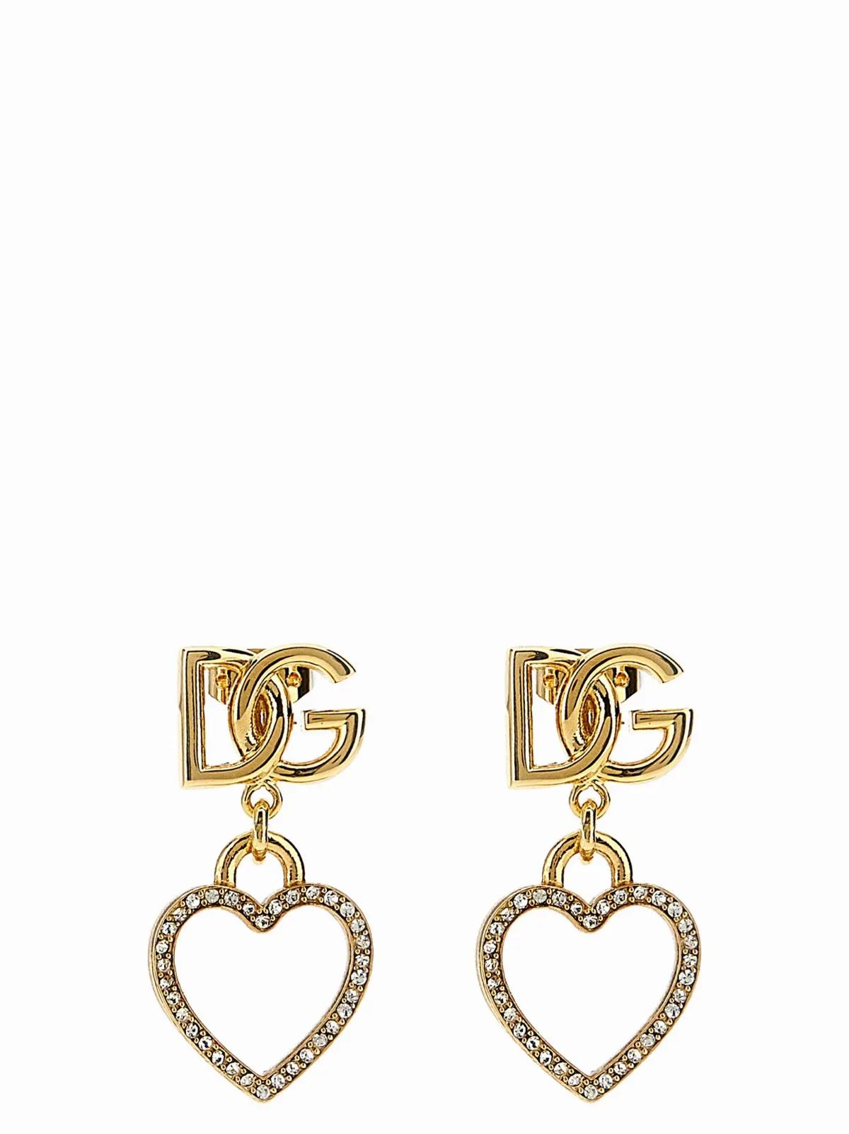 Crystal-Embellished Heart Pendant Earrings