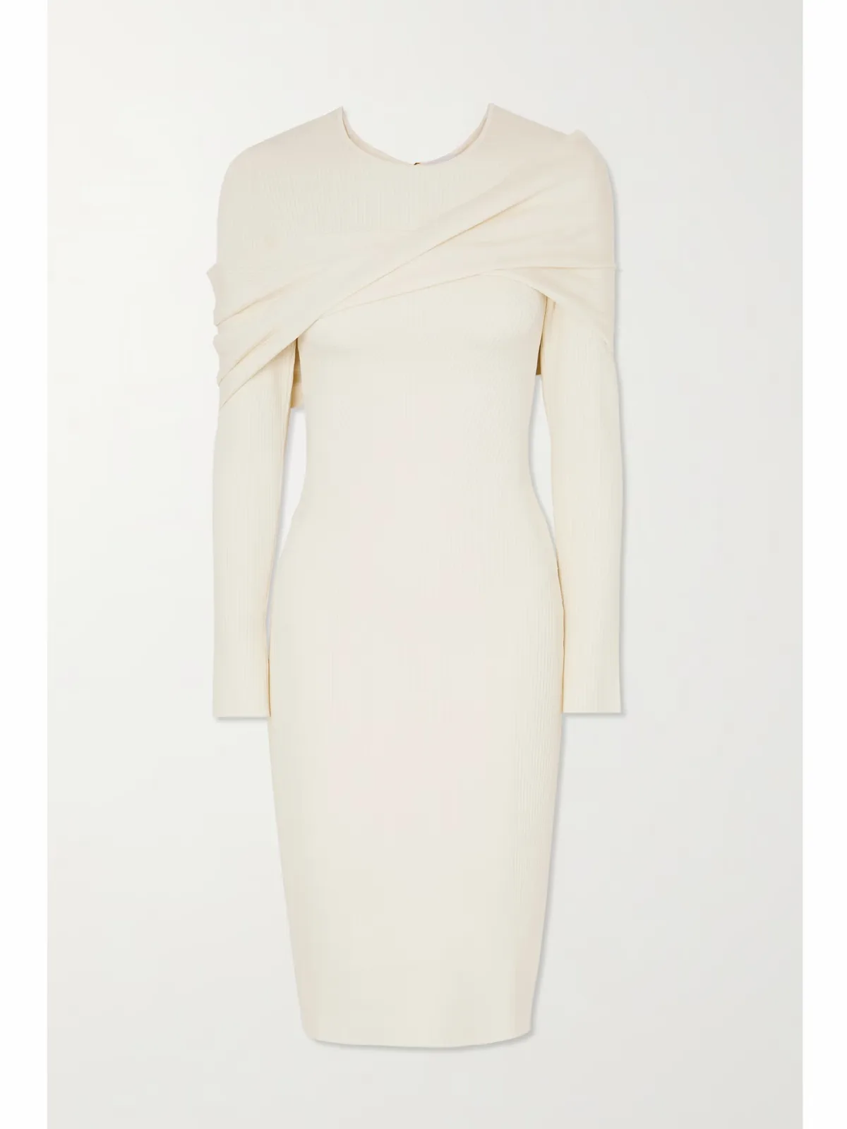 - Mybody Draped Ribbed Stretch-knit Dress -