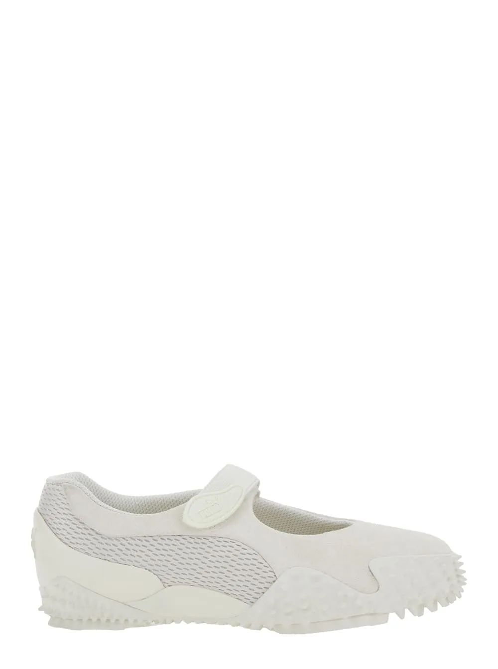 mostro Fey White Sneakers With Touch-strap Closure And Rubber Sole With Cleats In Suede And Mesh Man