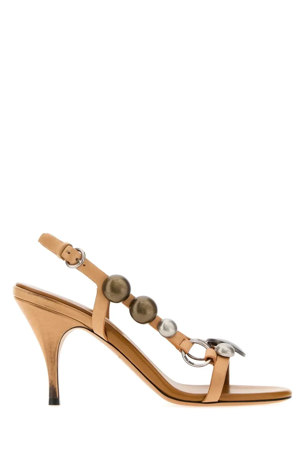 Leather with Metal Ball Strap Detail Sandal