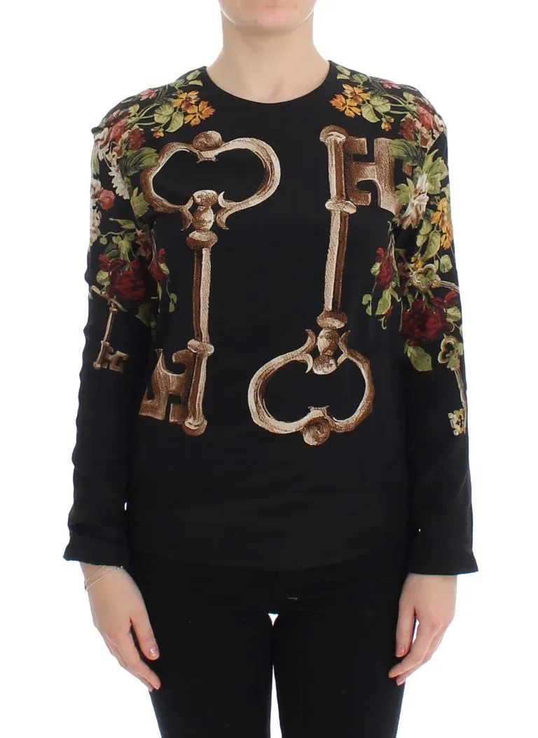 Gold Key Jacquard Floral Blouse