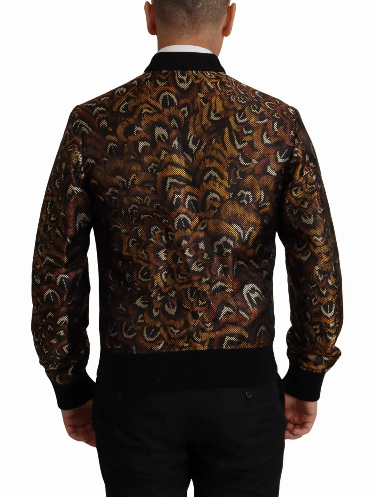 Feather-Patterned Full-Zip Jacket