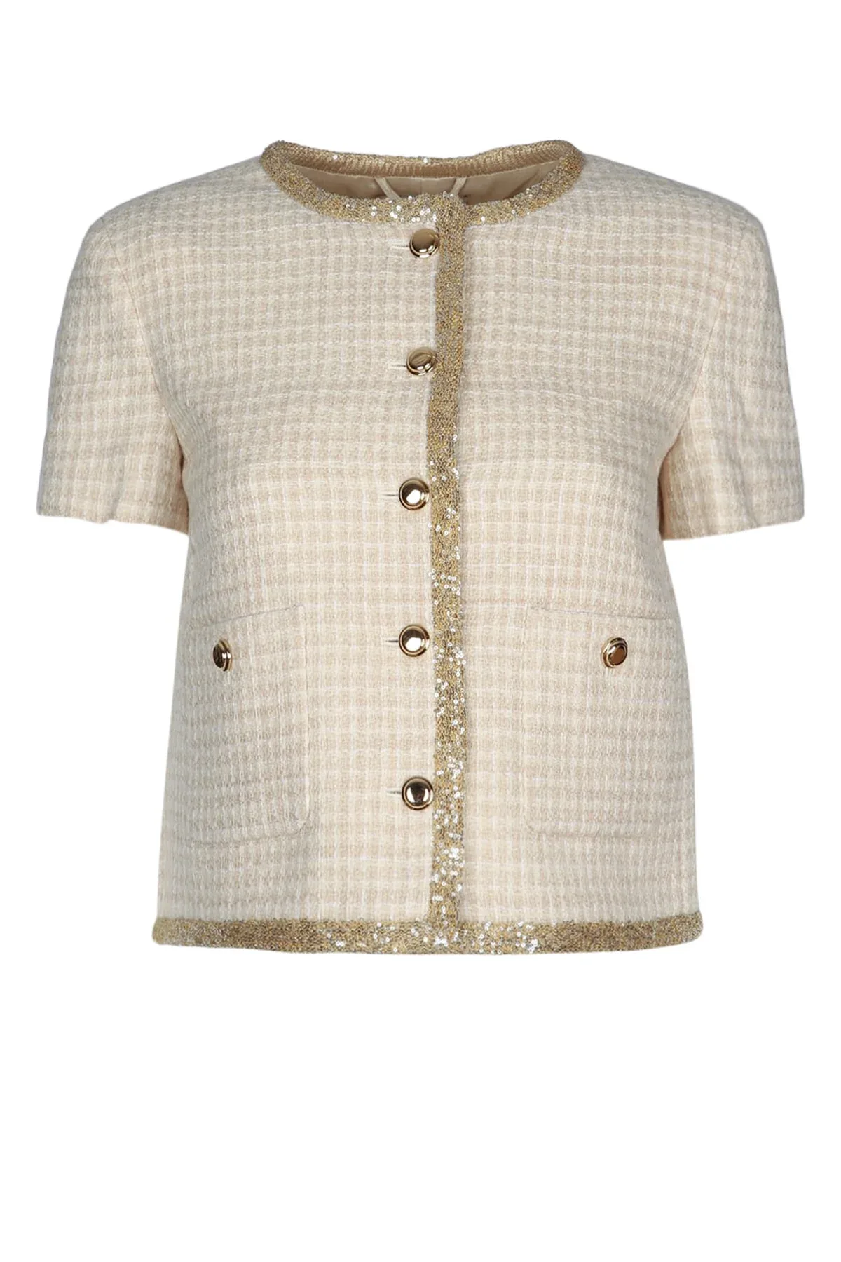Metallic-Trimmed Tweed Jacket