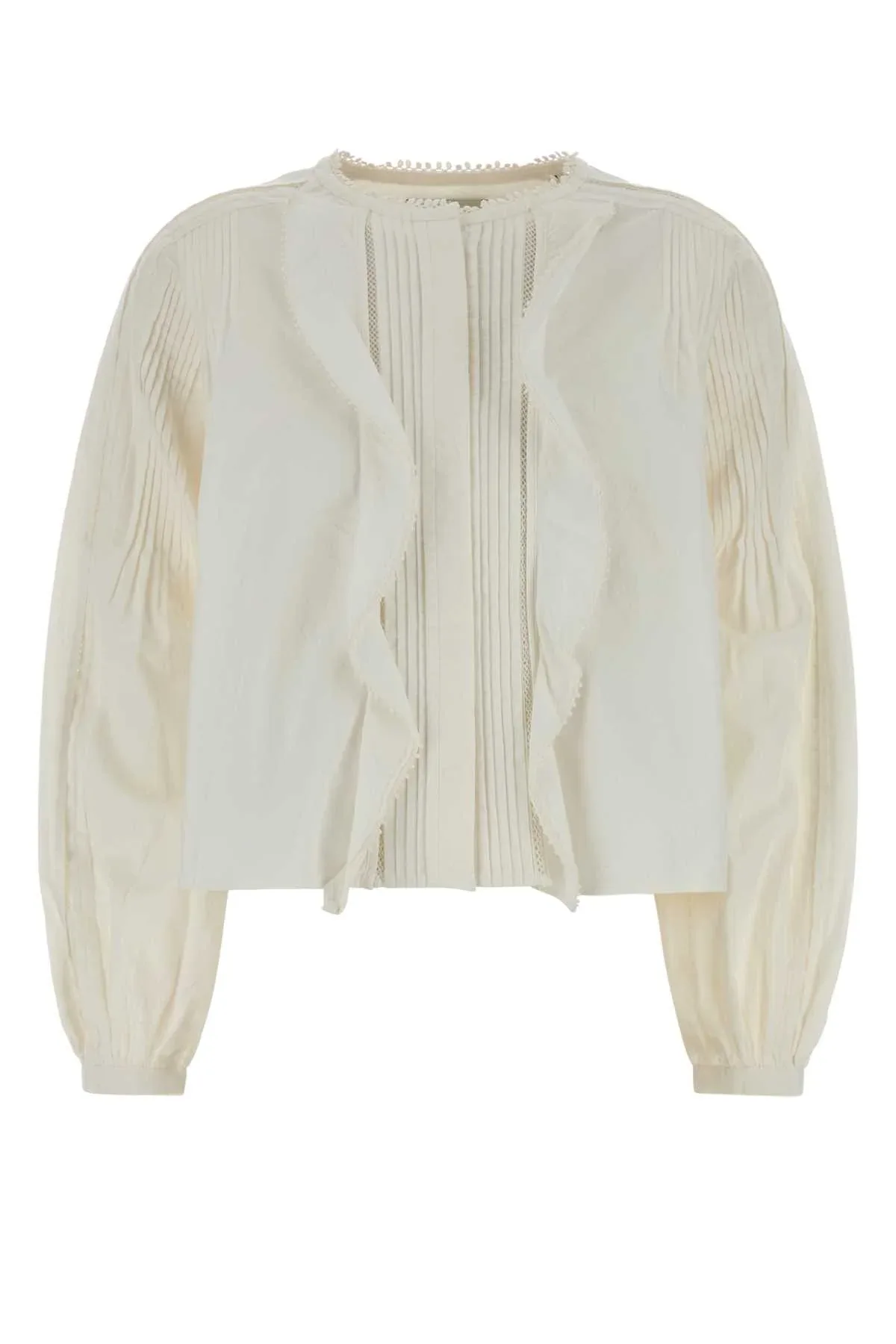 Pleated Cotton Lace Blouse