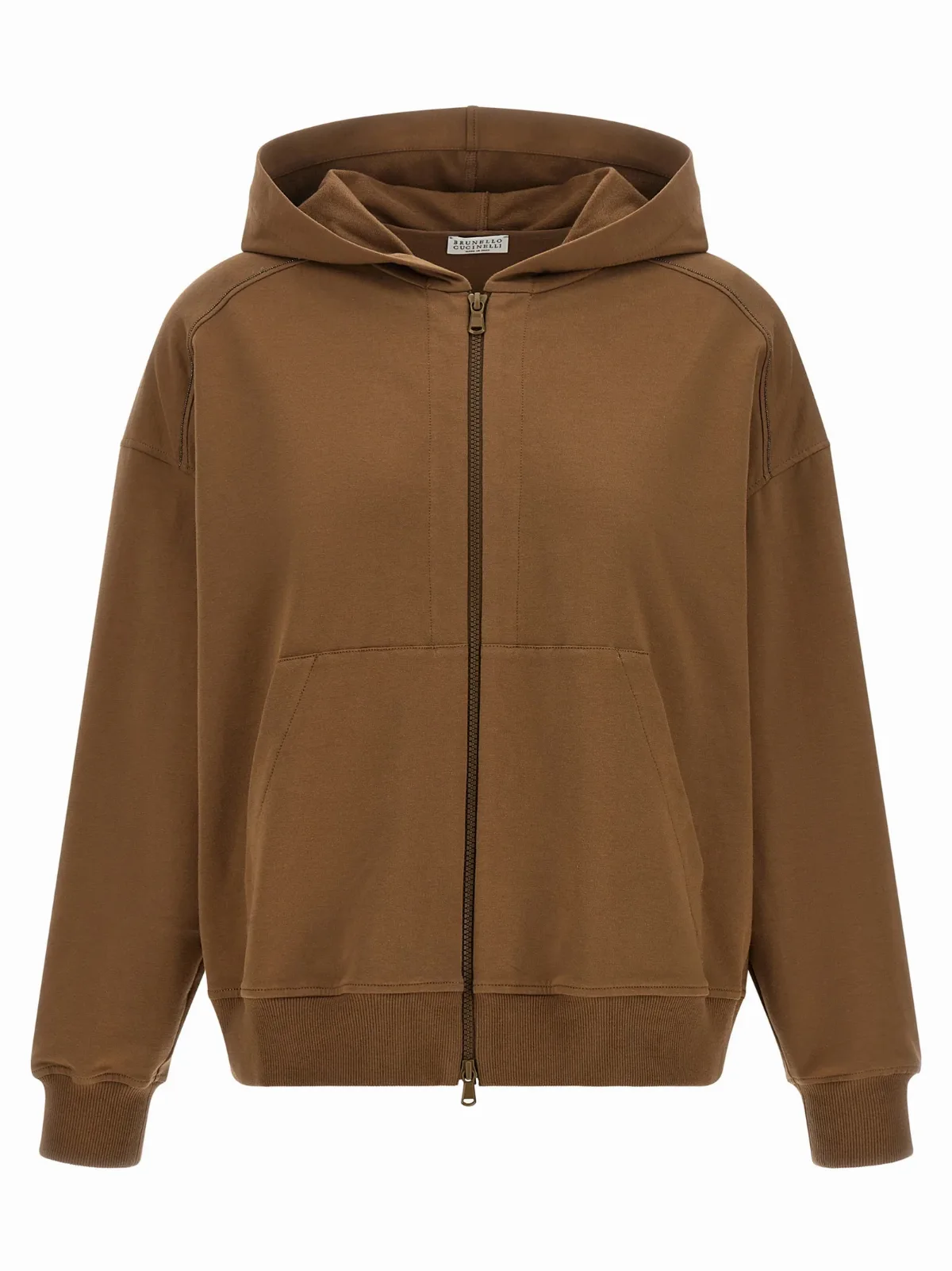 Stretch Cotton with Monile Details Hoodie