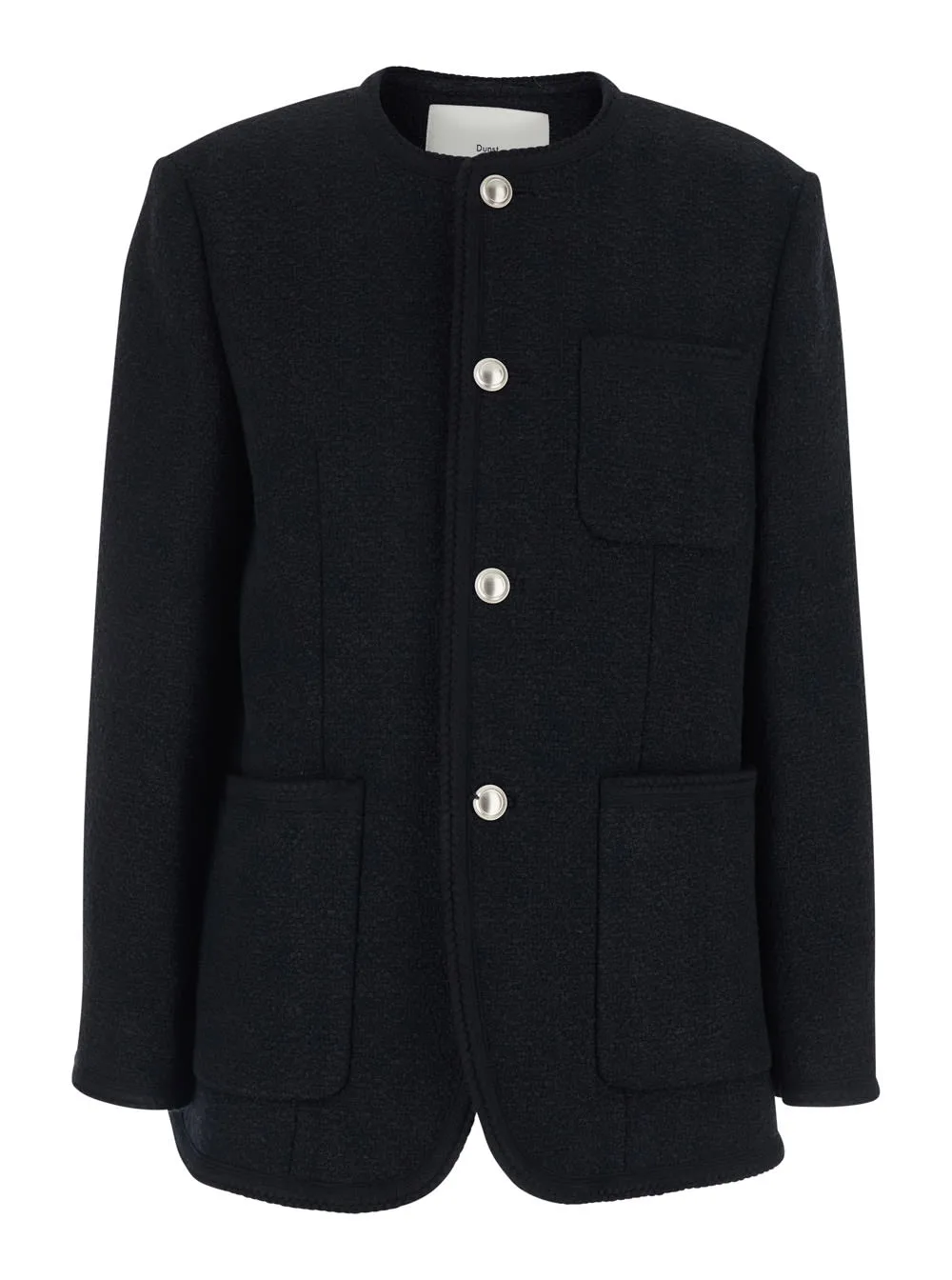 Crew Neck Jacket With Three Front Pockets In Black Cotton Blend For Women by Dunst