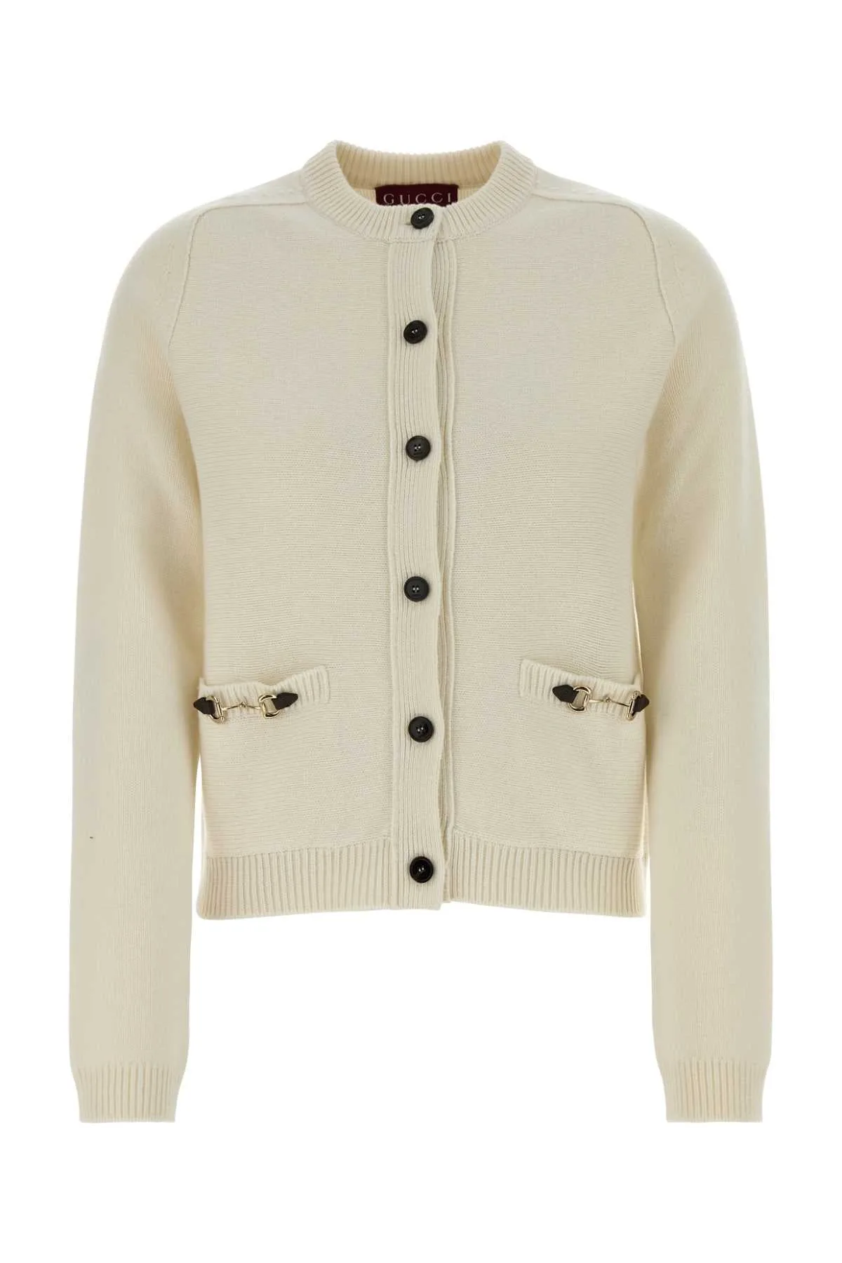 Wool Blend with Contrast Buttons Cardigan