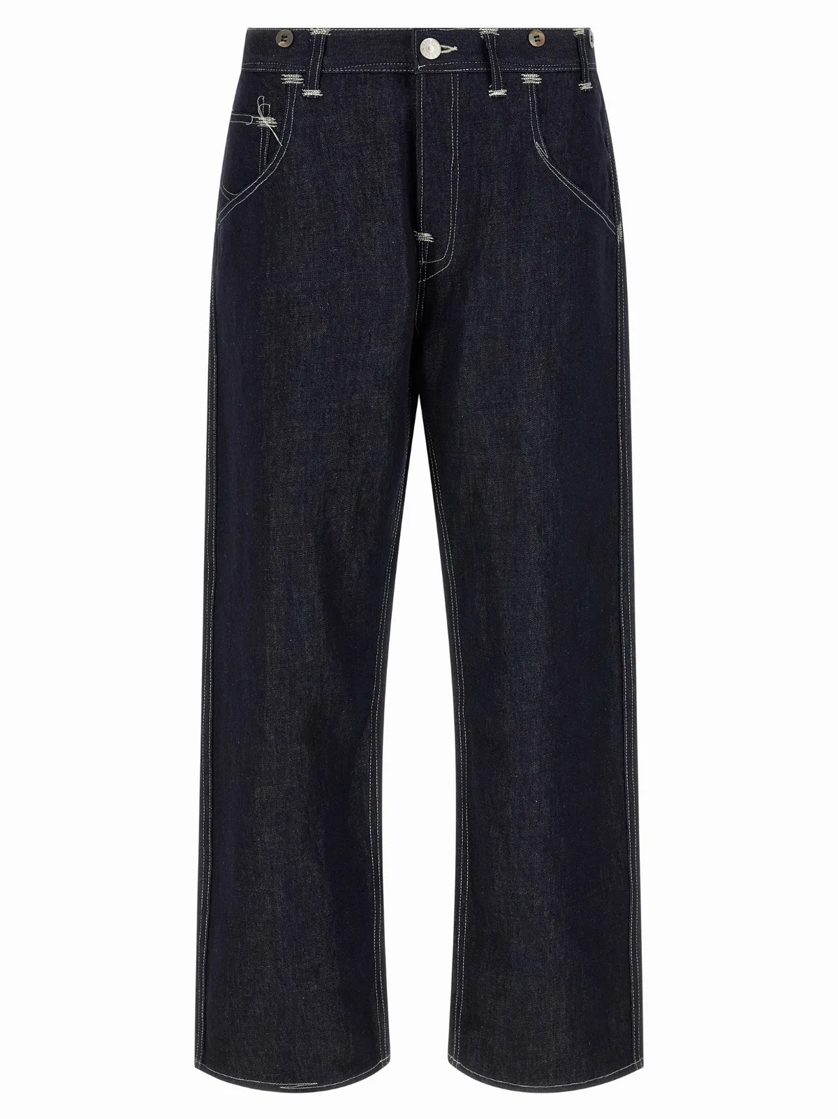 Cotton-Linen Straight-Leg Jeans