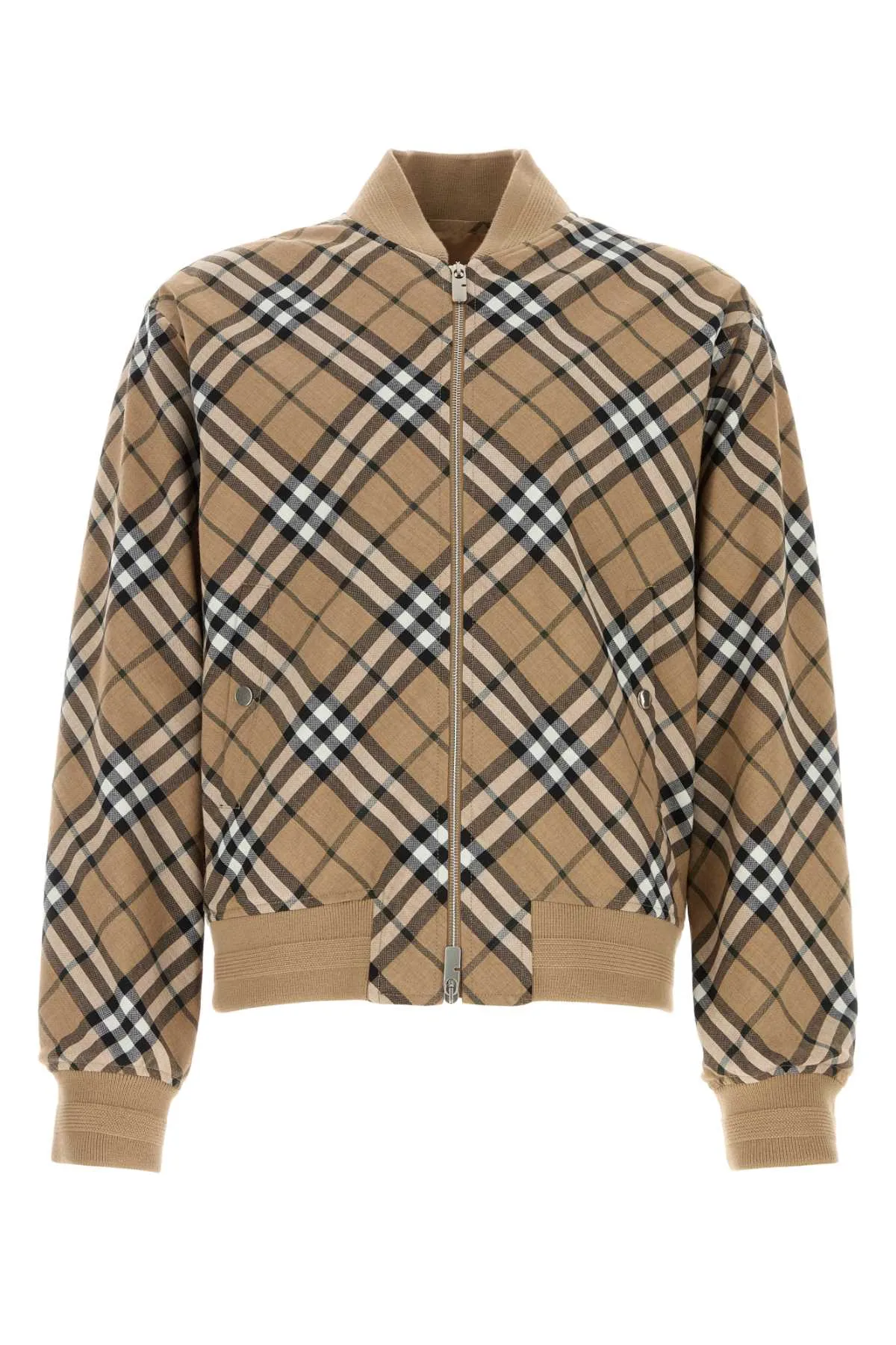 Checked Wool-Blend Bomber Jacket