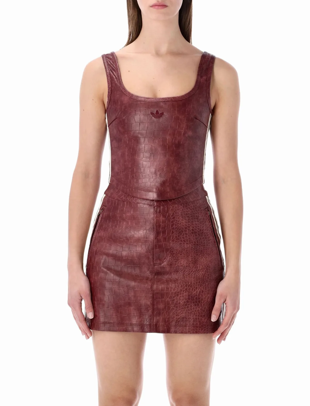 Fitted Burgundy Faux Leather Corset by Adidas Originals