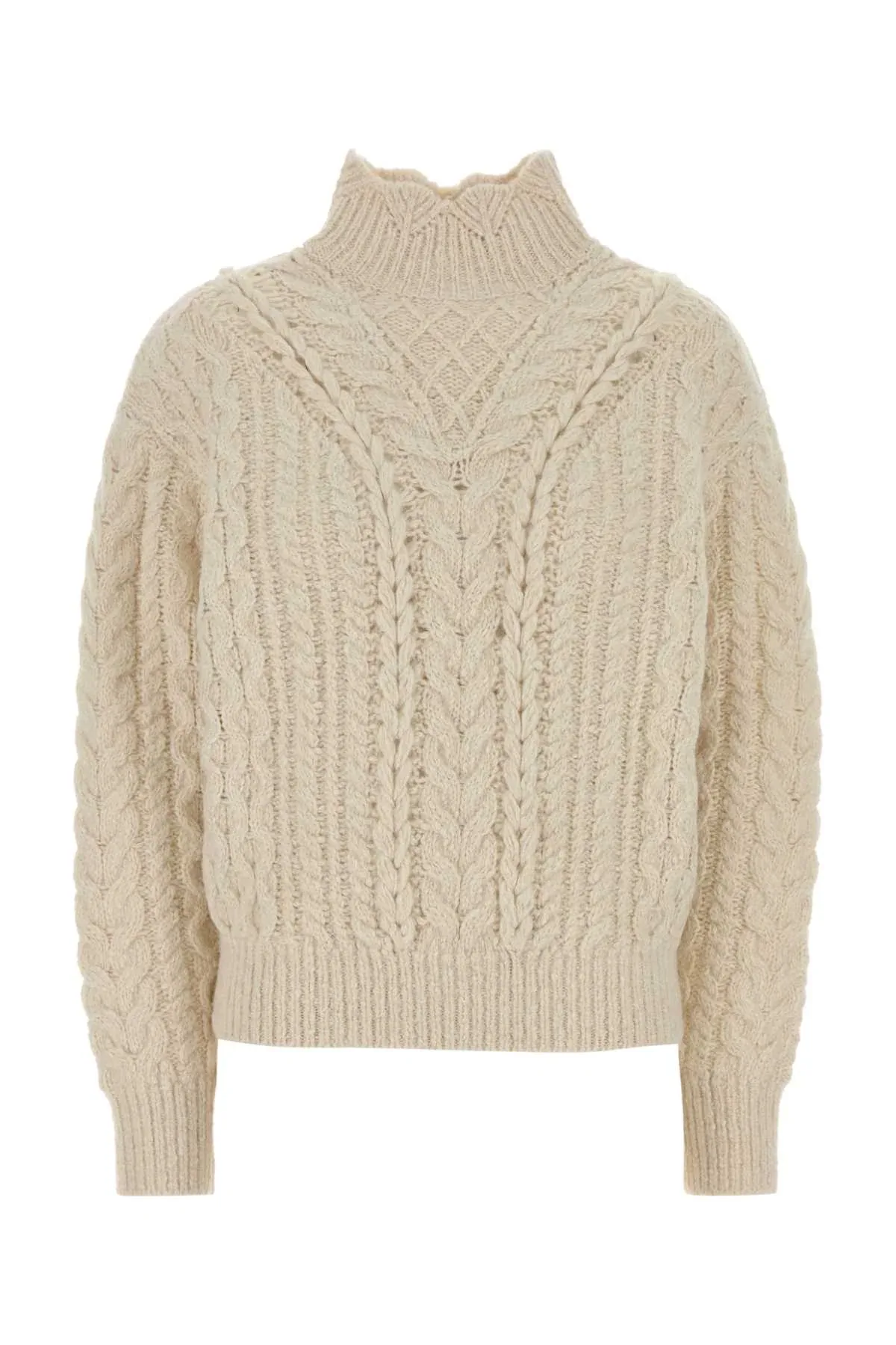 Cable-Knit Wool Blend Sweater