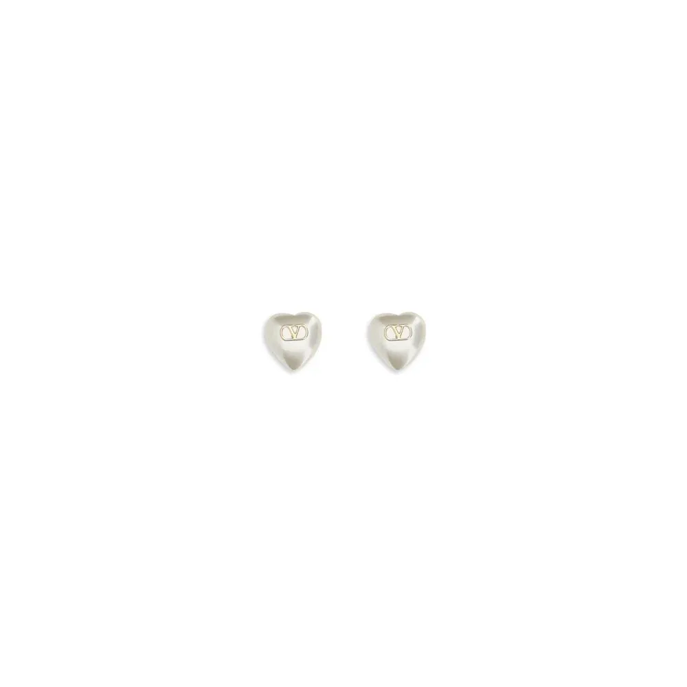 VLogo Metal and Pearl Earrings by Valentino Garavani
