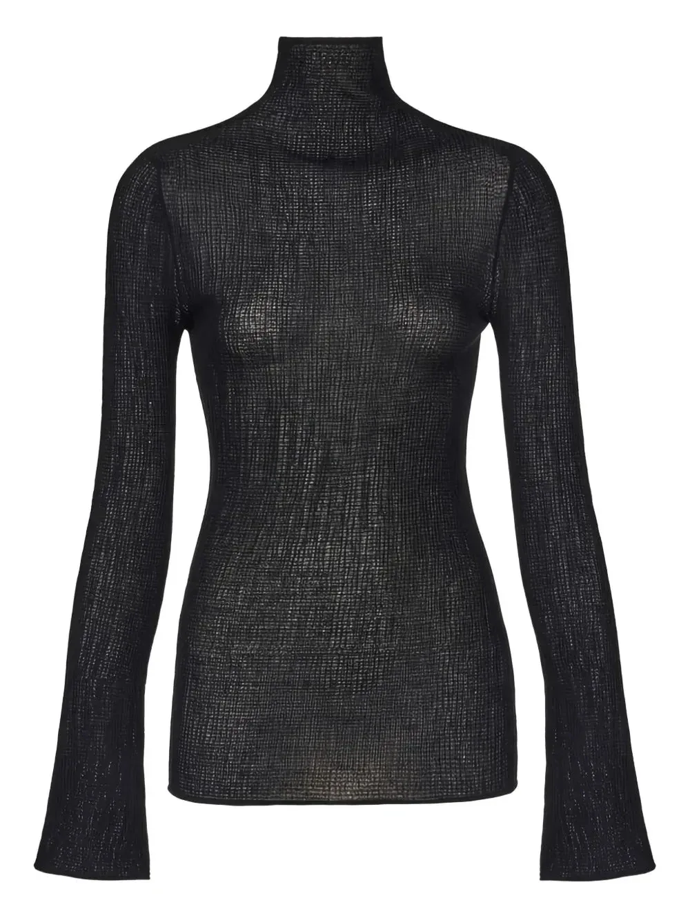 Ribbed Knit Turtleneck Blouse