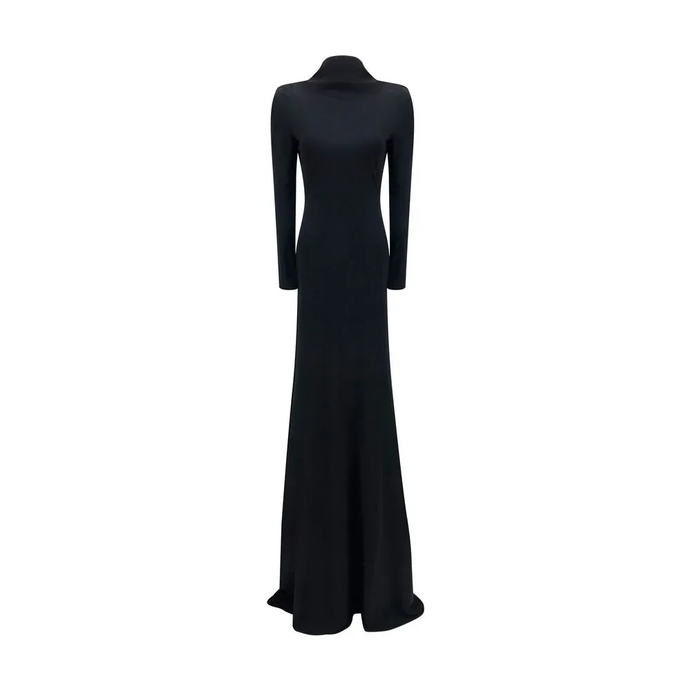 Padded-Shoulder Viscose Dress