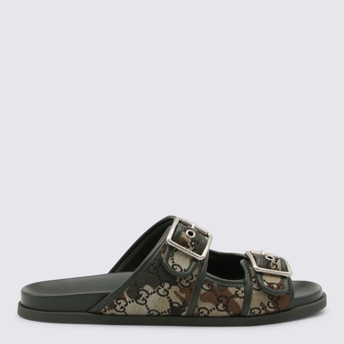 Black And Beige Leather Sandals