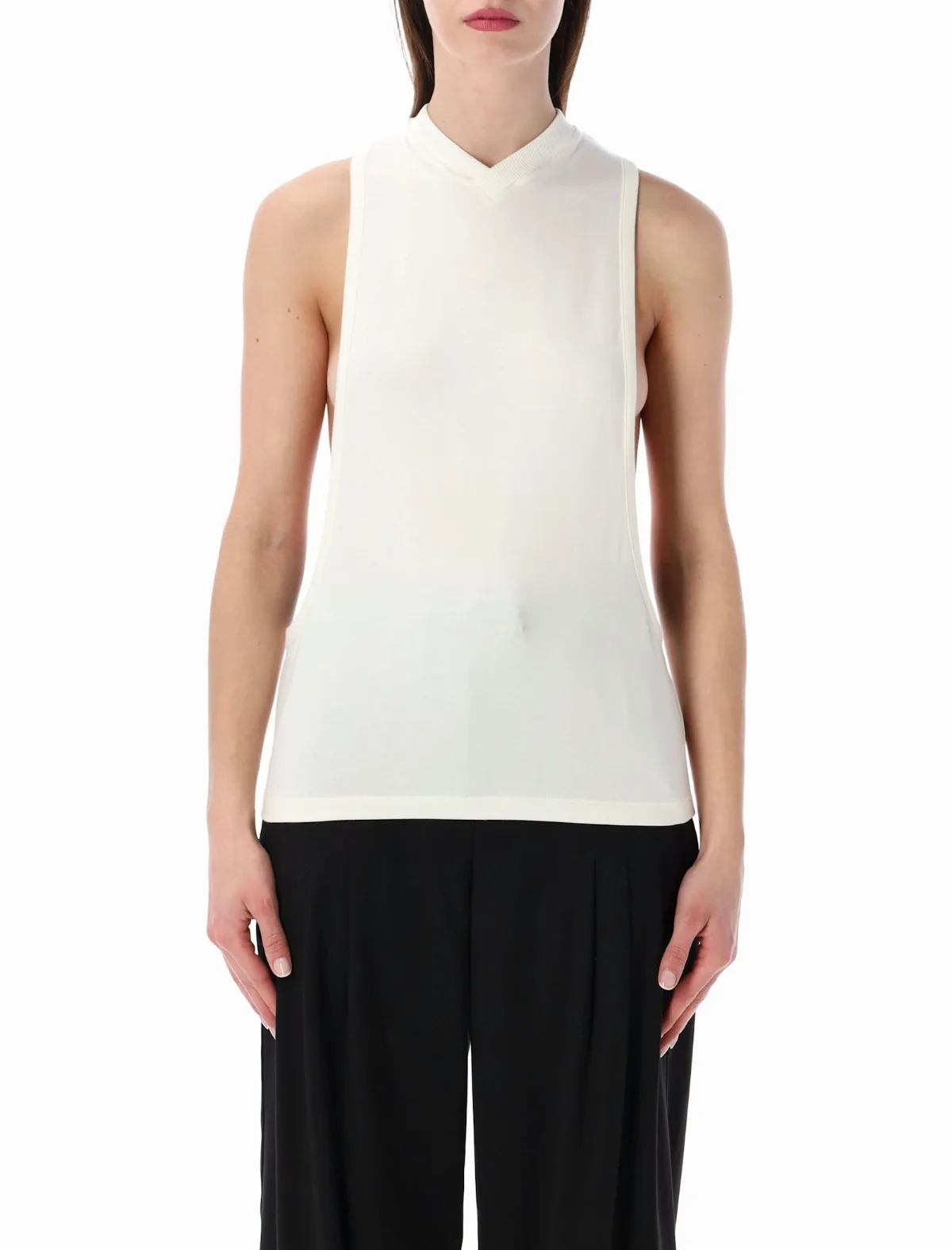 Stretch Cotton Jersey Top With Logo Embroidery