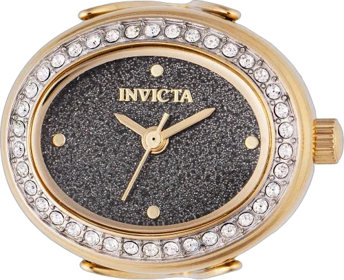 Crystal-Embellished Black Dial Watch by Invicta