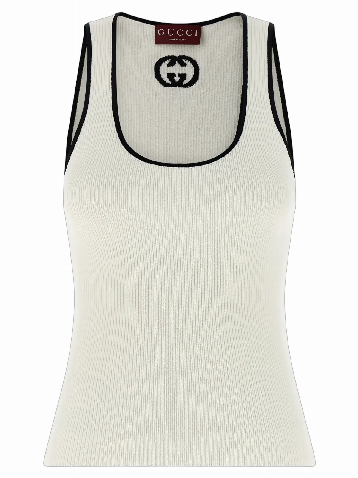 Logo Intarsia Ribbed Viscose Tank Top