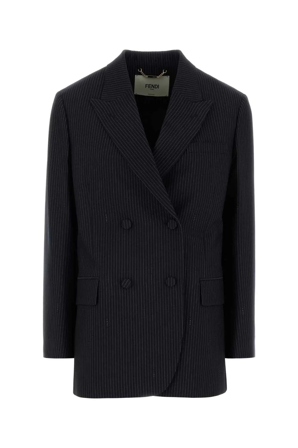 Pinstriped Wool Blazer
