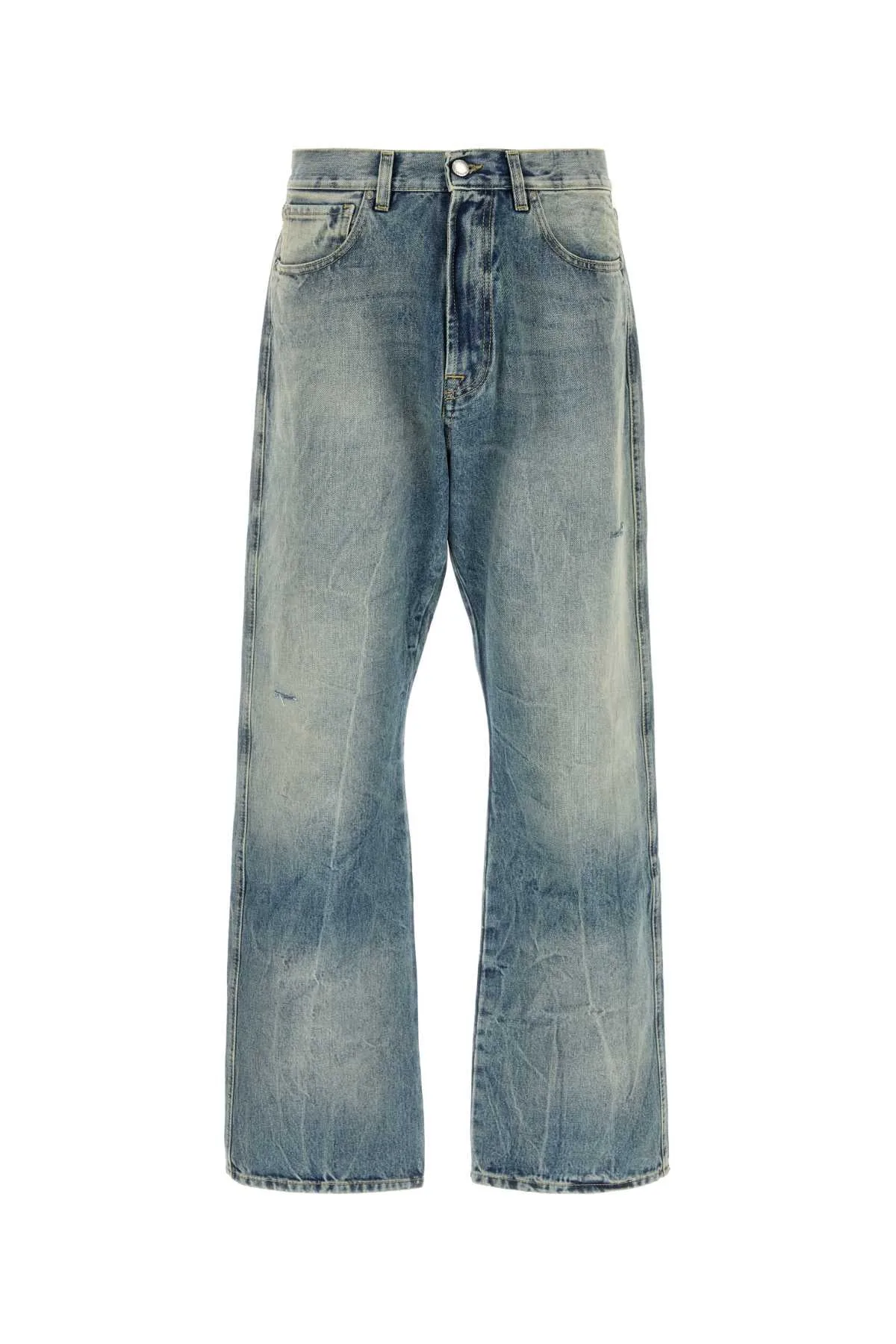 Wide-Leg Distressed Jeans