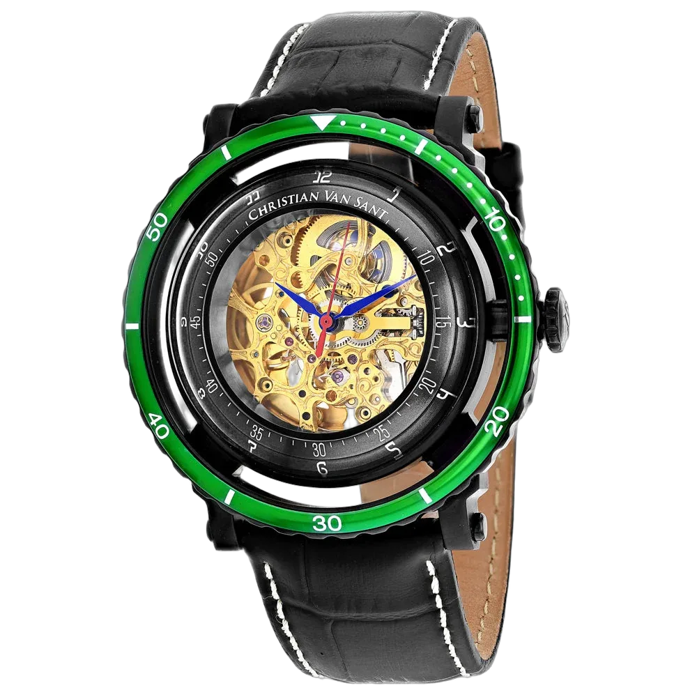 Skeleton Gold Dial Watch by Christian Van Sant