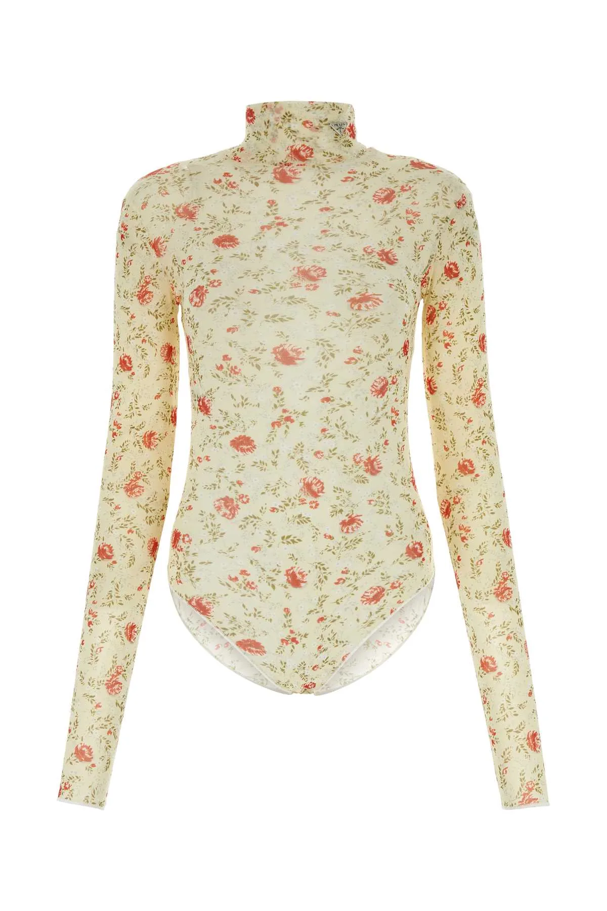 Floral-Print Nylon Bodysuit