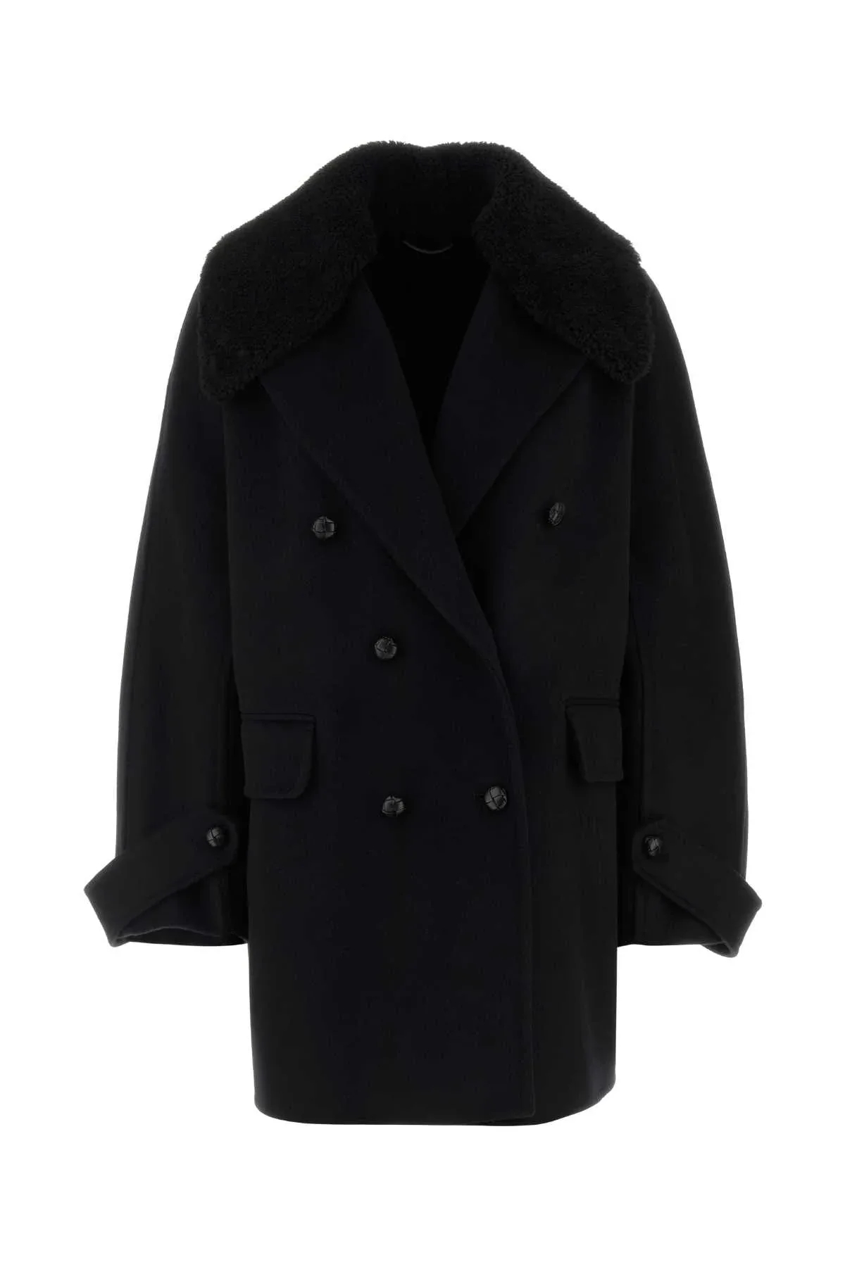 Virgin Wool with Fur Collar Coat
