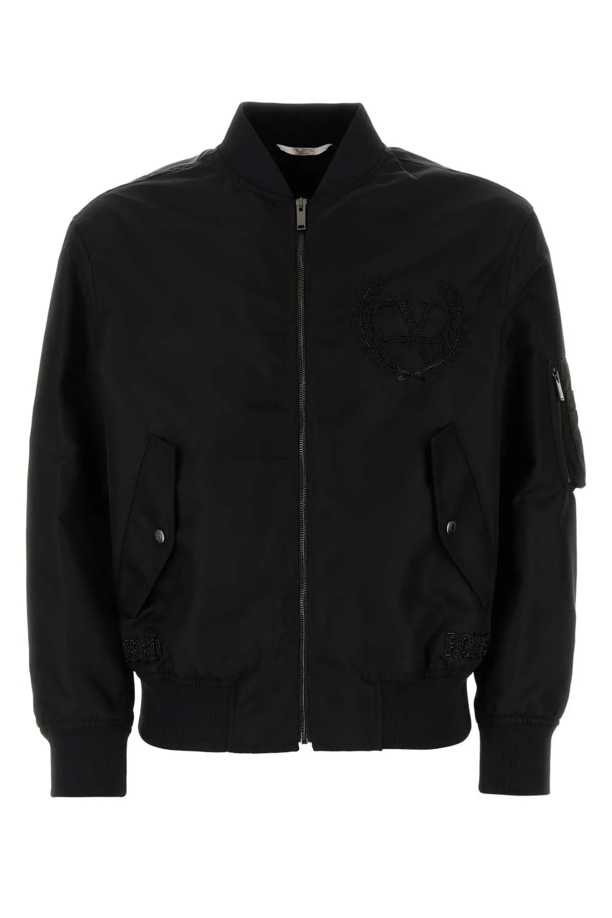 Nylon with Logo Embroidery Bomber Jacket