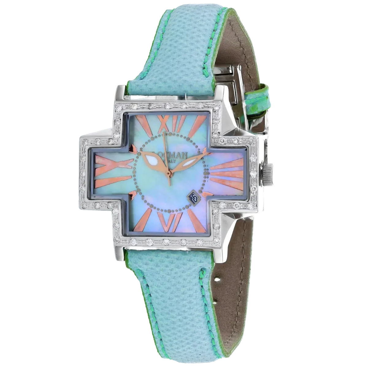 Diamond-Set Mother-of-Pearl Watch by Locman