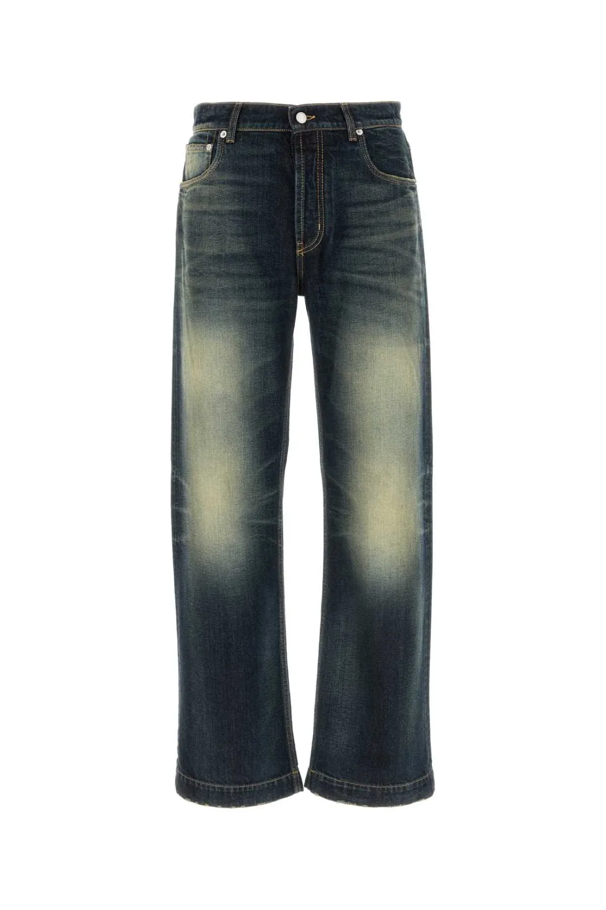 Vintage-Washed Cotton Jeans