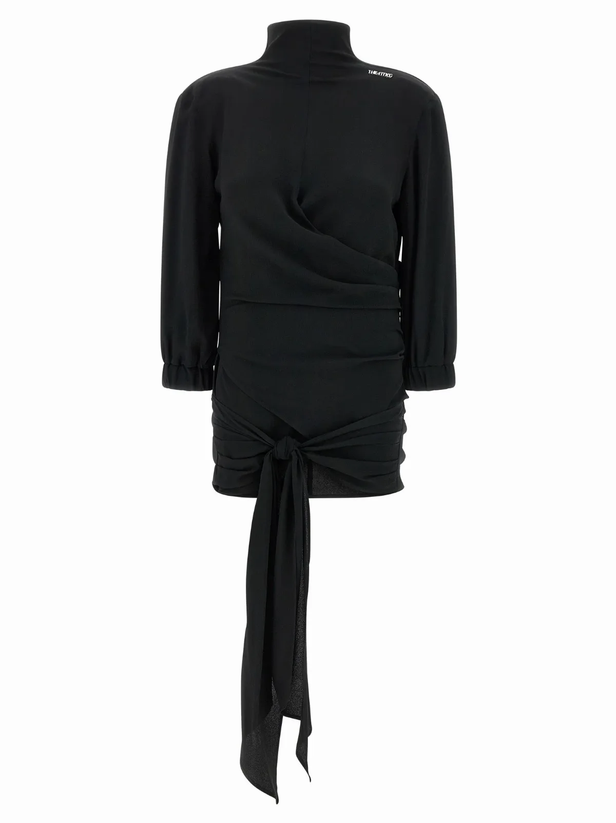 Silk-Blend Crepe with Sash Waist Blouse