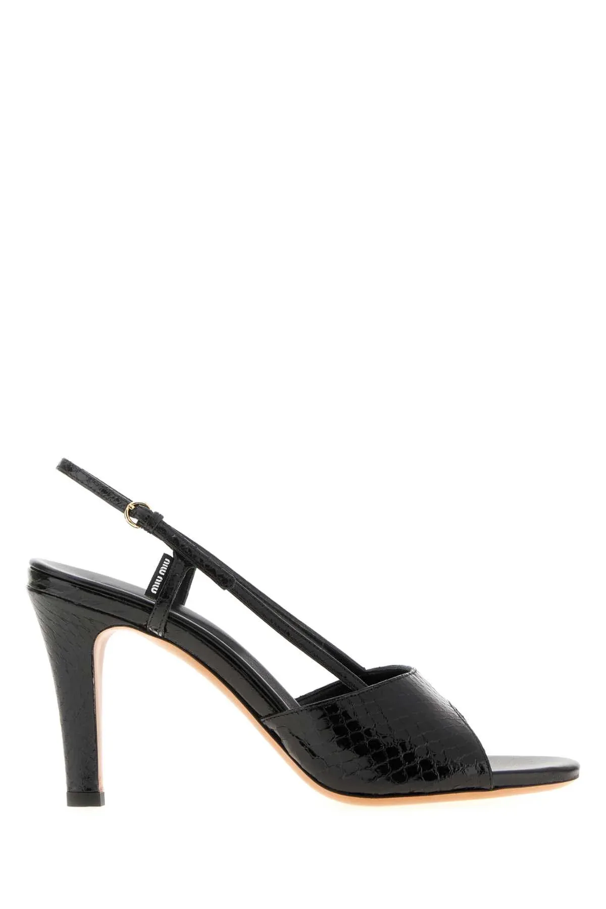 Crocodile-Embossed Leather Sandal