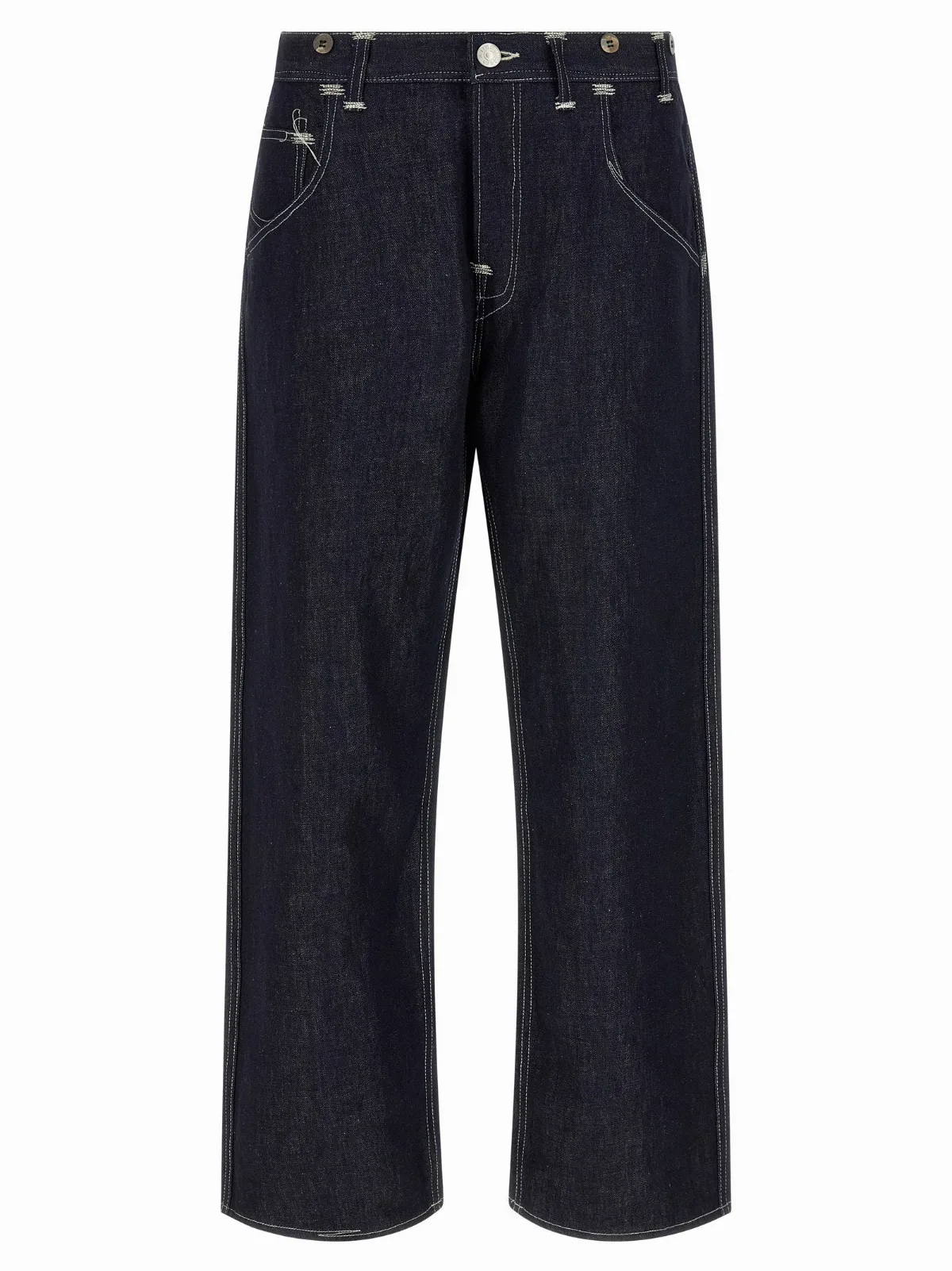Cotton-Linen Blend Denim Jeans